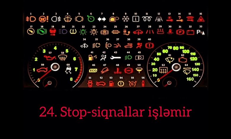 masinda ekranda yanan isiqlarin menasi